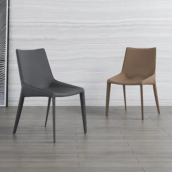 Современный обеденный стул с простой спинкой, Скандинавские Минималистичные обеденные стулья, Повседневное кресло для переговоров, Дизайнерские Кожаные стулья с седлом