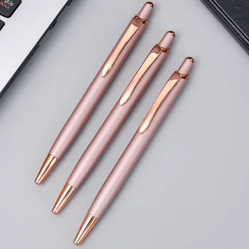Шариковая ручка из розового золота с алюминиевым стержнем, классическая металлическая прыгающая ручка, простая и атмосферная