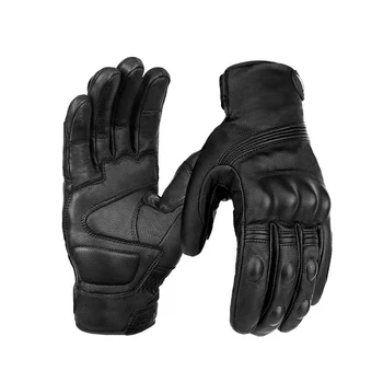 Кожаные мотоциклетные перчатки для мужчин и женщин, Теплое зимнее защитное снаряжение для полных пальцев, перчатки для мотокросса с сенсорным экраном Guantes Luvas