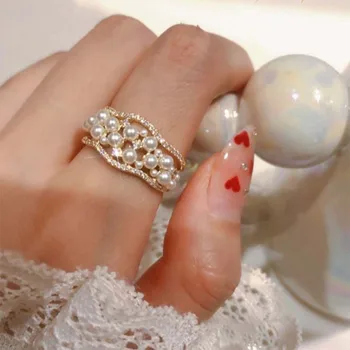 2023 Новый Корейский Изысканный Размер жемчужного открывающего кольца Простой темперамент Модное кольцо-джокер Женские украшения