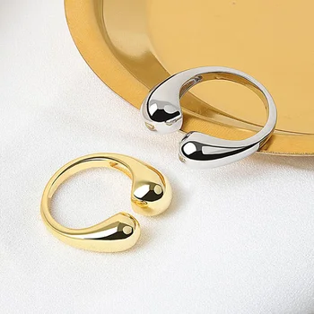 KOFSAC Новые Западные кольца из стерлингового серебра 925 пробы Для женщин, ювелирные изделия, Модное кольцо с капельками воды открытого размера, Женские аксессуары для вечеринок