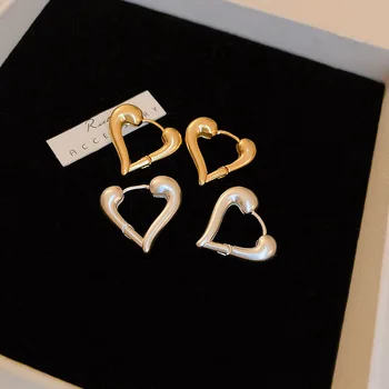 Европейский стиль Металлические Полые серьги с пряжкой в виде сердца для женщин, Изящные ювелирные изделия, модные подвески золотого цвета Brincos