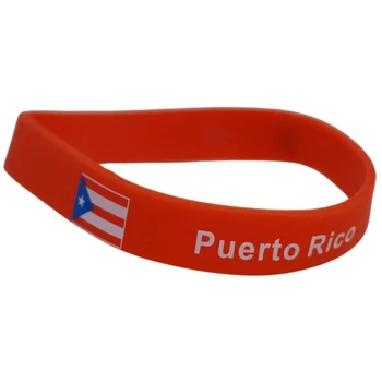 300шт Флаги стран Пуэрто-Рико, красные резиновые браслеты, силиконовые браслеты
