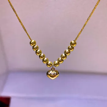 ZHIXI Ожерелье из чистого желтого золота 18 Карат Au750 Цепочка Шопена Изысканные ювелирные изделия Подарок на годовщину для женщины X628-1