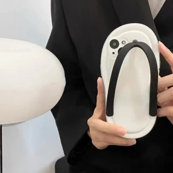 Забавный белый чехол-шлепанцы для телефона, персонализированный креативный милый силиконовый защитный чехол, устойчивый к падениям