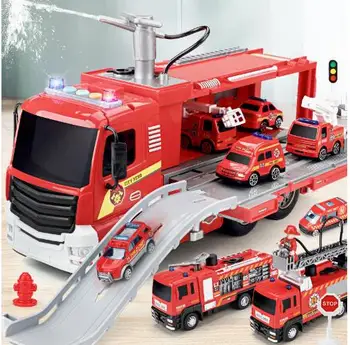 Пожарно-спасательный автомобиль большого размера для детей, игрушка для мальчика, автомобильная техника, может разбрызгивать воду, разбрызгивать огонь, подарок на день защиты детей для девочек