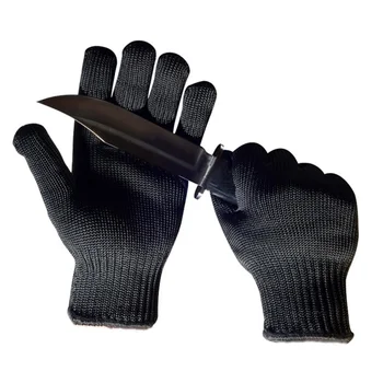 Черные защитные перчатки с защитой от порезов 5-го уровня, устойчивые к порезам, устойчивые к ударам Проволочные перчатки для работы с металлом, садовые кухонные защитные перчатки для дома