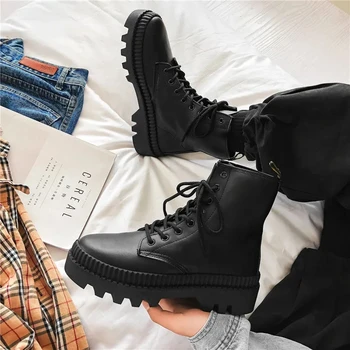 Savanah/ Осенне-зимние ботинки до середины голенища из плотной ткани, мужские ботинки в британском стиле, Корейская повседневная обувь с высоким берцем, Мотоциклетные ботинки