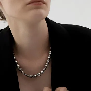 Нерегулярные ожерелья-цепочки с шариками из бисера для женщин, простое минималистичное ожерелье ручной работы, крутые элегантные ювелирные изделия в стиле панк.