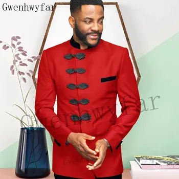 Gwenhwyfar 2023 Повседневные красные костюмы Мужские Деловой блейзер новейшего дизайна, 2 предмета (куртка + брюки), Деловые свадебные смокинги для жениха