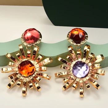 Красочные серьги-капли из богемной смолы для женщин, металлические висячие серьги из бисера, ювелирные аксессуары za