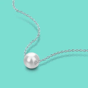 Ожерелье из стерлингового серебра 925 пробы Для женщин, простая минималистичная Регулируемая Цепочка, Ожерелья-подвески с имитацией жемчуга, Универсальный подарок