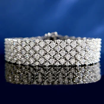 Модный браслет с муассанитовым бриллиантом, 100% настоящие свадебные браслеты из стерлингового серебра 925 пробы для женщин, свадебные украшения для помолвки.