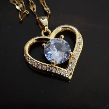 Ожерелье с подвеской в виде сердца из искусственных драгоценных камней для женщин 2023, Золотая цепочка для губ и шеи из нержавеющей стали, Женские ожерелья, украшения для девочек