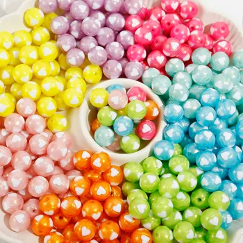 акриловые круглые бусины 15 мм цвета candy gilt love, сделанные вручную из бисера, серьги-цепочки для мобильных телефонов, ювелирные аксессуары