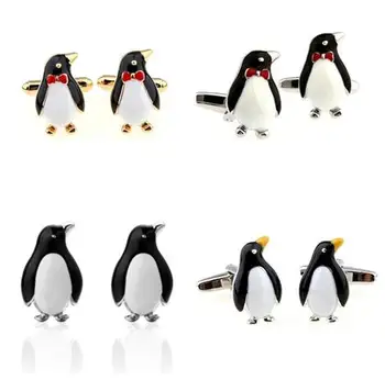 10 пар /лот Прекрасные запонки с изображением пингвина, изготовленные из меди, черно-белая эмаль, запонки с животными, мужские ювелирные аксессуары оптом
