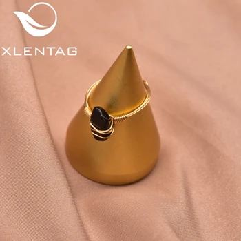 Xlentag Летнее новое кольцо с черным агатом Женское свадебное Обручальное Модное высококачественное ювелирное изделие с драгоценными камнями Подарок GR0284