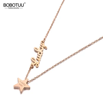 BOBOTUU Модный Оригинальный дизайн Ожерелья с подвесками Lucky Star Charm Для девочек Офисное ожерелье из Титана и нержавеющей стали BN19135