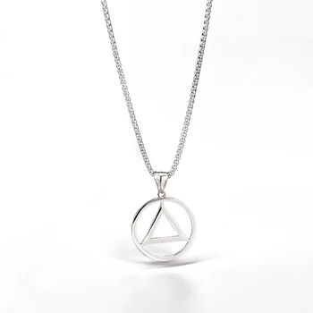 Треугольное круглое ожерелье для женщин и мужчин, подвеска в стиле Эминем, хип-хоп геометрия, подвеска из титановой стали, цепочка для свитера, ювелирные изделия (GN847)