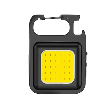 Прочный Портативный светильник-фонарик USB Work Light 6 * 4,2 см Из алюминиевого сплава, Черные брелки, Светодиодный фонарик, Пластик
