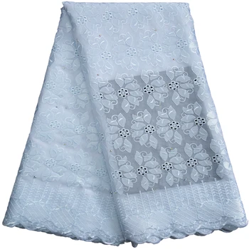 Африканская хлопчатобумажная кружевная ткань Kalume 2023, Высококачественная вышивка, белая кружевная ткань, Нигерийская ткань, 5 ярдов для вечернего платья F3290