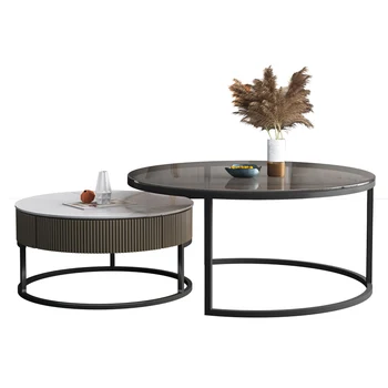 Круглый чайный столик размером с каменную плиту ZL, чайный столик для гостиной, Небольшой квартиры, Чайный столик на балконе