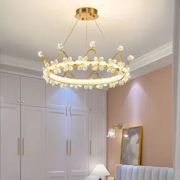 Потолочные Люстры Morden Led Crown Crystal, Подвесные светильники для гостиной и спальни, Подвесные светильники для домашнего декора, светильники для люстр