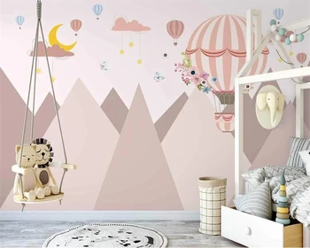 beibehang Customize new Nordic ручная роспись розовым геометрическим воздушным шаром фон детской комнаты обои из папье-маше