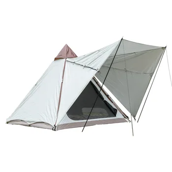 Простая установка для кемпинга на открытом воздухе, Двухслойная Водонепроницаемая Ветрозащитная Анти-УФ Пирамидальная Индийская палатка-типи с тентом для 2-3 человек