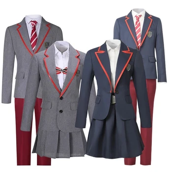 Костюм элитной школьной формы для взрослых женщин, мужская куртка, рубашка, юбка, плиссированная ткань JK, сериал, косплей на Хэллоуин
