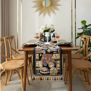 Роскошная настольная дорожка Nordic Light, вышитые жаккардовые скатерти для стола, винтажная дорожка с кисточками на столе chemin de table