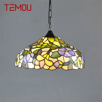 Подвесной светильник TEMOU Tiffany Современные светодиодные креативные красочные светильники для домашней столовой