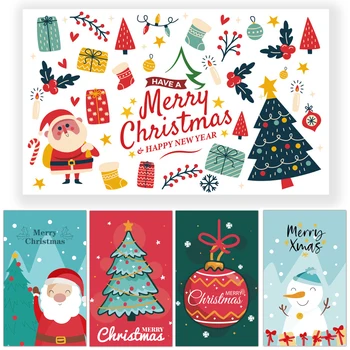 Рождественская открытка С Новым годом, Елочные Открытки Санта-Клауса для праздничной вечеринки, подарочная упаковка для малого бизнеса