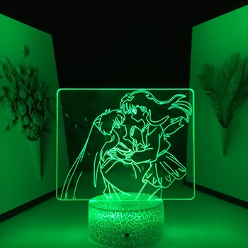 Inuyasha Kagome 3D Светодиодная лампа для спальни, Декоративный ночник, подарок на День рождения, Комнатный светильник, Акриловый ночник с рисунком аниме, Прямая поставка