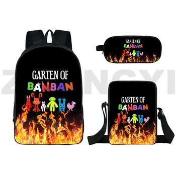 Комплект из 3 предметов Garten of BanBan 2 Рюкзак с 3D Принтом Garten of BanBan Bookbag 16 Дюймов Аниме Рюкзак Пенал Сумка Через плечо Школьная сумка