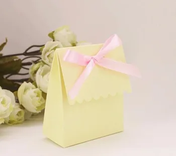 100 шт./лот креативный стиль бумажная лента свадебная коробка конфет Коробка подарков для свадебной вечеринки С лентой