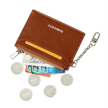 1 предмет, Тонкий мини-бизнес-держатель для кредитных карт, маленький кошелек на молнии, органайзер для денег для женщин, противоугонный кошелек из искусственной кожи с RFID-защитой