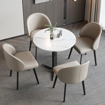 Современные простые Кожаные обеденные стулья для столовой, мебель для легкой роскошной кухни, рабочий стол в отеле, Дизайнерское кресло для приема гостей CN