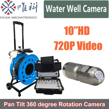 100 метров кабеля HD водонепроницаемая скважинная камера с поворотом, наклоном, 50 мм камера для осмотра водопроводных труб со счетчиком глубины / видео 720P