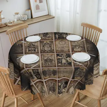 Круглая скатерть для гадания на ведьминских картах Таро, Маслостойкая скатерть 60 дюймов, крышка стола для кухни, столовой