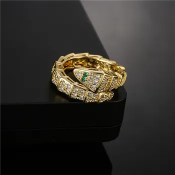 Популярное ретро-модное бамбуковое кольцо в виде змеи, покрытое 18-каратным золотом, открывающее кольцо, ювелирные изделия One Generation Hair