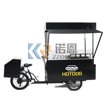 Электрическая 3-колесная уличная передвижная тележка для продажи уличных хот-догов и фаст-фуда семейства грузовых велосипедов