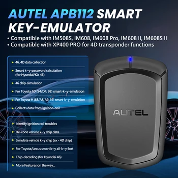 AUTEL APB112 Smart Key Simulator 46 4D Чип для Autel IMMO Key Programming Tool Совместим с IM508, IM608, IM600, OTOFIX Tool