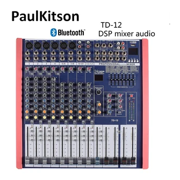 Paulkitson TD12 Профессиональный Аудиомикшер с 12 Каналами Микшерный Пульт DJ Studio Aduio Power Mixer Amolifier 48V Phantom