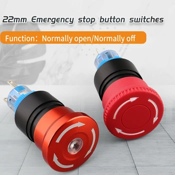 22 мм точечный светодиодный светильник 24 В водонепроницаемый аварийный кнопочный выключатель E stop