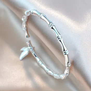 Браслет из стерлингового серебра S999, женский браслет из чистого серебра, бамбук, Массивный персонализированный открывающийся браслет, нестандартный стиль, Простой Валенти
