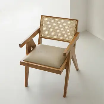 Деревянные обеденные стулья в скандинавском стиле, эргономичные кухонные стулья для вечеринок, современные обеденные стулья для спальни, мебель для дома из ротанга Sillas Comedor FY40XP