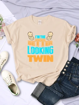Женские футболки I'm The Better Looking Twin в стиле хип-хоп, винтаж, забавная креативная повседневная футболка с коротким рукавом, повседневные женские топы