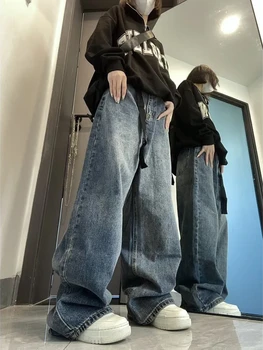 Женские повседневные джинсовые брюки Harajuku Оверсайз в стиле Хип-хоп, Винтажные Мешковатые джинсы Y2k, уличная одежда, широкие брюки в американском ретро стиле, женские